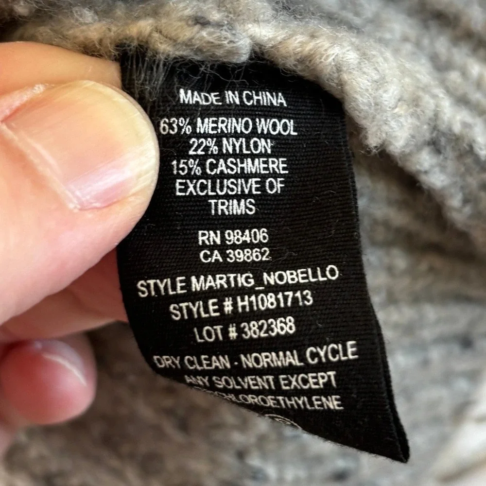 Theory Martig Nobello Merino Cashmere Wool Chunky Knit Sweater XL Gray Marl